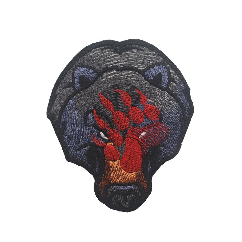 Animal Armband Magic Sticker Tiger Wolf Bear Embroidered Patch Clothing Bag Decoration - Image 1