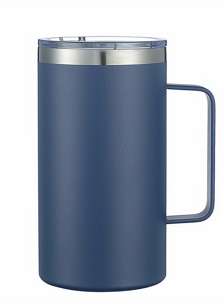 KASTWAVE Coffee Mug, 22 Oz Stainless Steel Insulated Coffee Mug with Handle, Tumbler Cup with Sliding Lid, Double Wall Vacuum Travel Mug for Hot and Cold Drinks Tea, Dark Blue  - Image 1