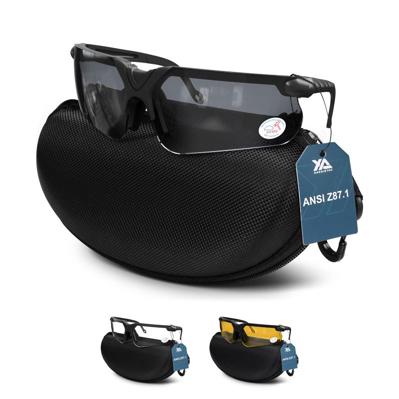 xaegistac Shooting Glasses with Case Anti Fog Hunting Safety Glasses for Men Women (Black) - Image 1