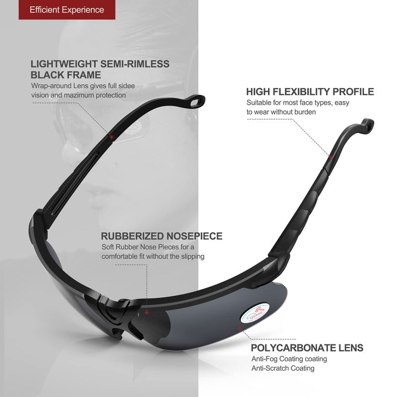 xaegistac Shooting Glasses with Case Anti Fog Hunting Safety Glasses for Men Women (Black) - Image 3