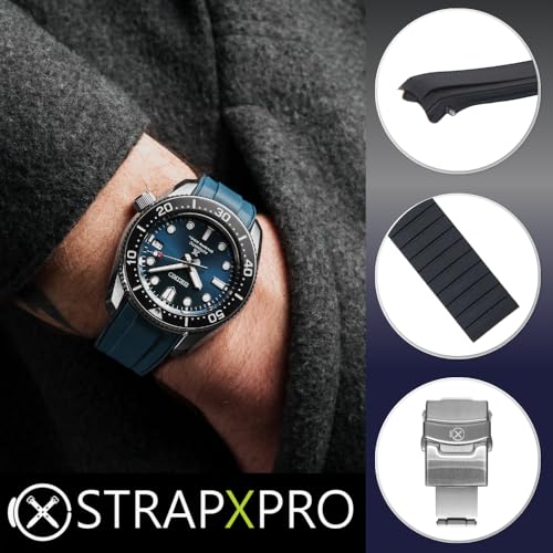 INO Design StrapXPro(SBX1A) Watch Band 20mm Rubber Curved End Dive Watch Strap Replacement for Seiko Prospex MM200/ MM200GMT Automatic Diver's watches SPB187, SPB299, SPB381, etc. (Green with Black Clasp) - Image 3