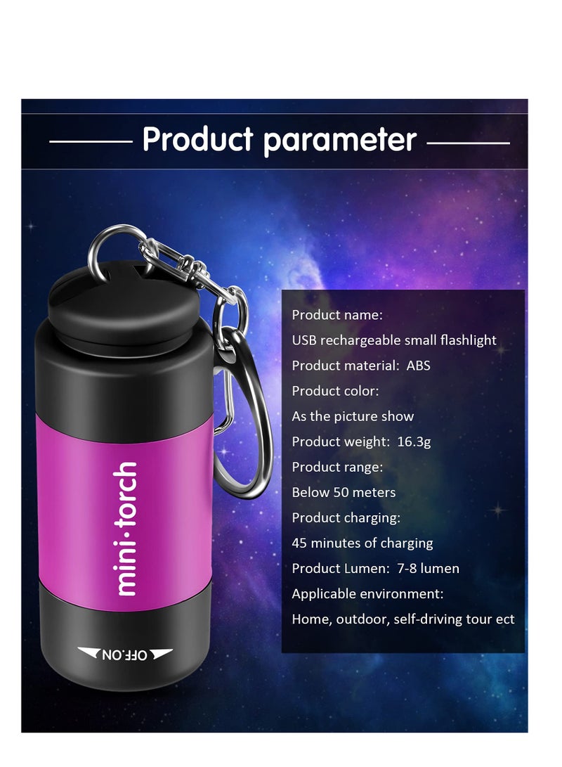 12 Pieces Mini Keychain Flashlight USB Torch Rechargeable Colorful LED Flashlight High-Powered Keychain Lamp  - Image 5