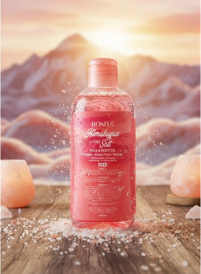 Bonita Himalayan Pink Salt Face & Body Oil SPF30 – Hydrating Collagen & Moringa Oil (100ml) - Image 2