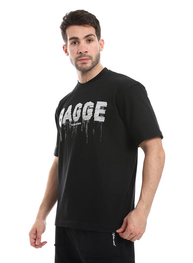 WHITE RABBIT Printed Black Comfy T-Shirt  - Image 2