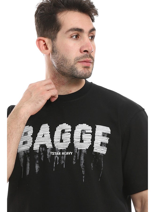 WHITE RABBIT Printed Black Comfy T-Shirt  - Image 4