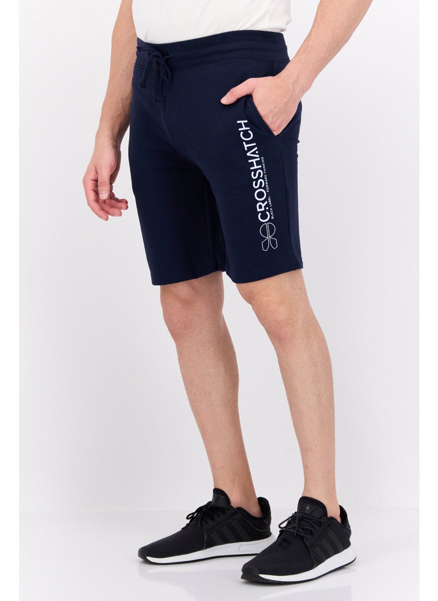 CROSSHATCH Men Drawstring Brand Logo Basic Shorts, Navy  - Image 2