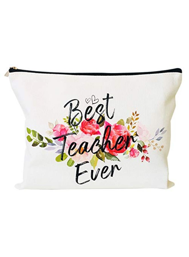 Charmoly Teacher Appreciation Gifts Teacher Gifts Best Teacher Ever Teacher Gifts for Women Teacher Makeup Bag Pouch - Image 1