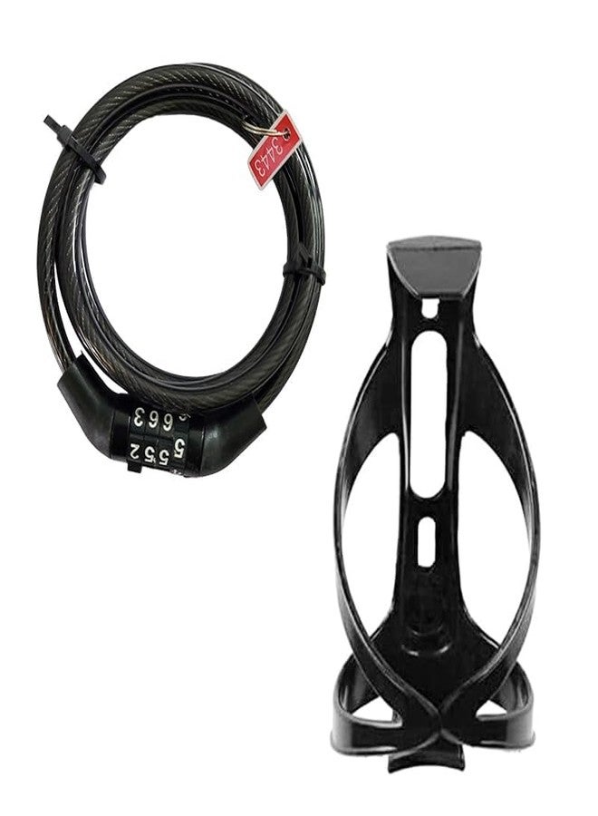 FCCRACING Cycle Bottle Holder for Bottle (Plastic) & 4 Digit Password Number Cable Lock for Cycle & Helmet - Image 2