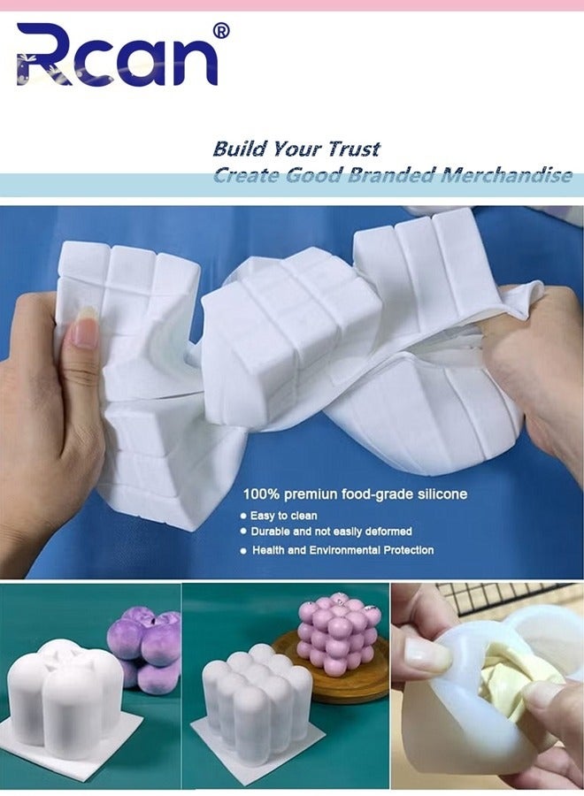 ركان مجموعة قوالب شموع سيليكون مكونة من 6 قطع لصنع الشموع، قالب شمعة فقاعية، قالب سيليكون على شكل وردة ثلاثية الأبعاد، قالب كعكة للخبز والحلوى، قالب سيليكون لشمع الصويا والصابون والشموع المعطرة - Image 4