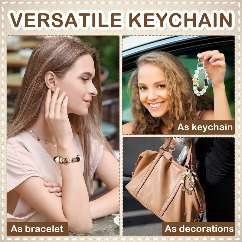 Sureio Sureio 3 Pcs Highland Cow Keychain Gift for Women Silicone Bracelet Keychain Bulk Western Wristlet for Car Keys with Leather Tassel - Image 3