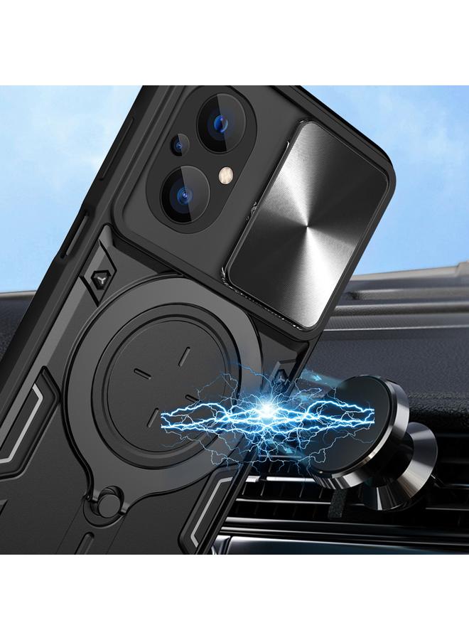 erorex Case For Xiaomi Poco M5 5G CD Texture Sliding Camshield Magnetic Holder Phone Case - Image 4