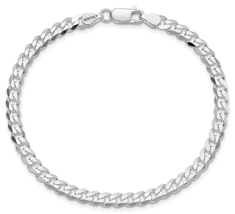 LeCalla 925 Sterling Silver Curb Chain Bracelet - BIS Hallmarked Lightweight Italian 4.5mm Solid Diamond Cut Cuban Link Curb Chain Bracelet for Men (6.5, 7, 7.5, 8, 8.5 & 9 Inches) - Image 1