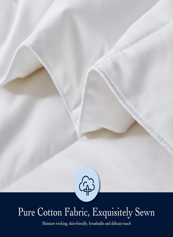 Serta لحاف سيرتا من الألياف الناعمة بحجم كوين - إدخال دوفية لجميع الفصول، لحاف سرير فخم وناعم 100% قطن 300 خيط، ألياف ريشة 500 قوة تعبئة مع زوايا، أبيض 90x90 بوصة - Image 2