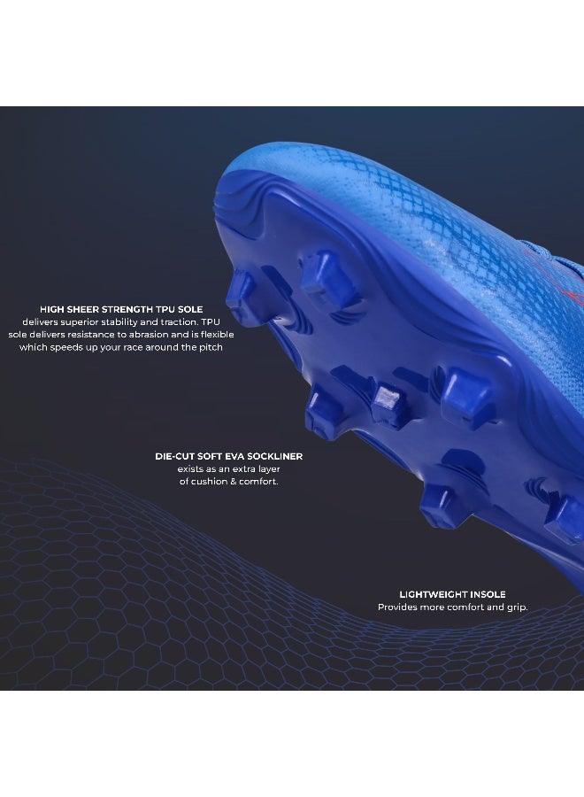نيفيا حذاء كرة قدم كاربونايت 7.0 للرجال، نعل من مادة TPU مع جزء علوي من الجلد الصناعي، نعل داخلي خفيف الوزن مقطوع بالقالب، مثالي للأسطح العشبية الناعمة والصلبة - UK05 (أزرق متوسط) - Image 3