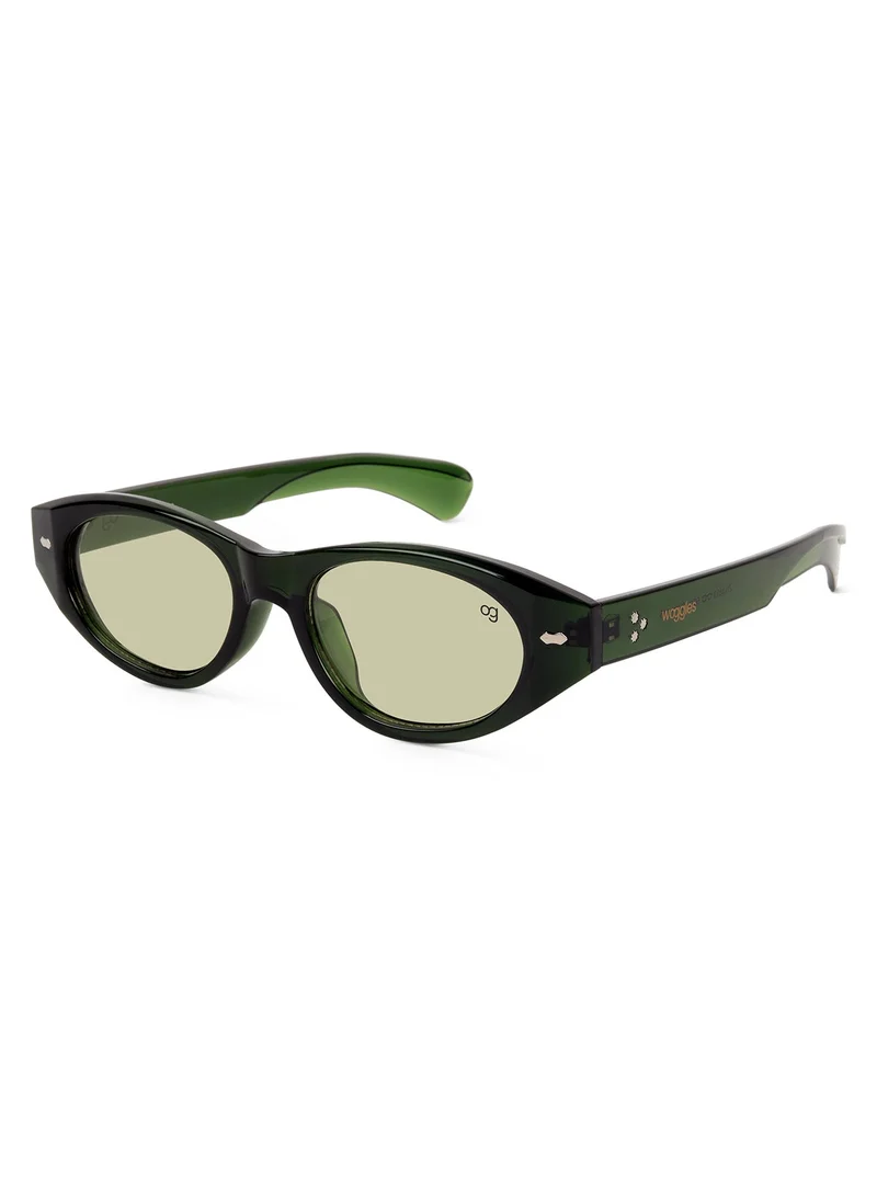 Woggles Designer Green Oval Sunglasses| Men &amp; Women| 100% Uv Protection