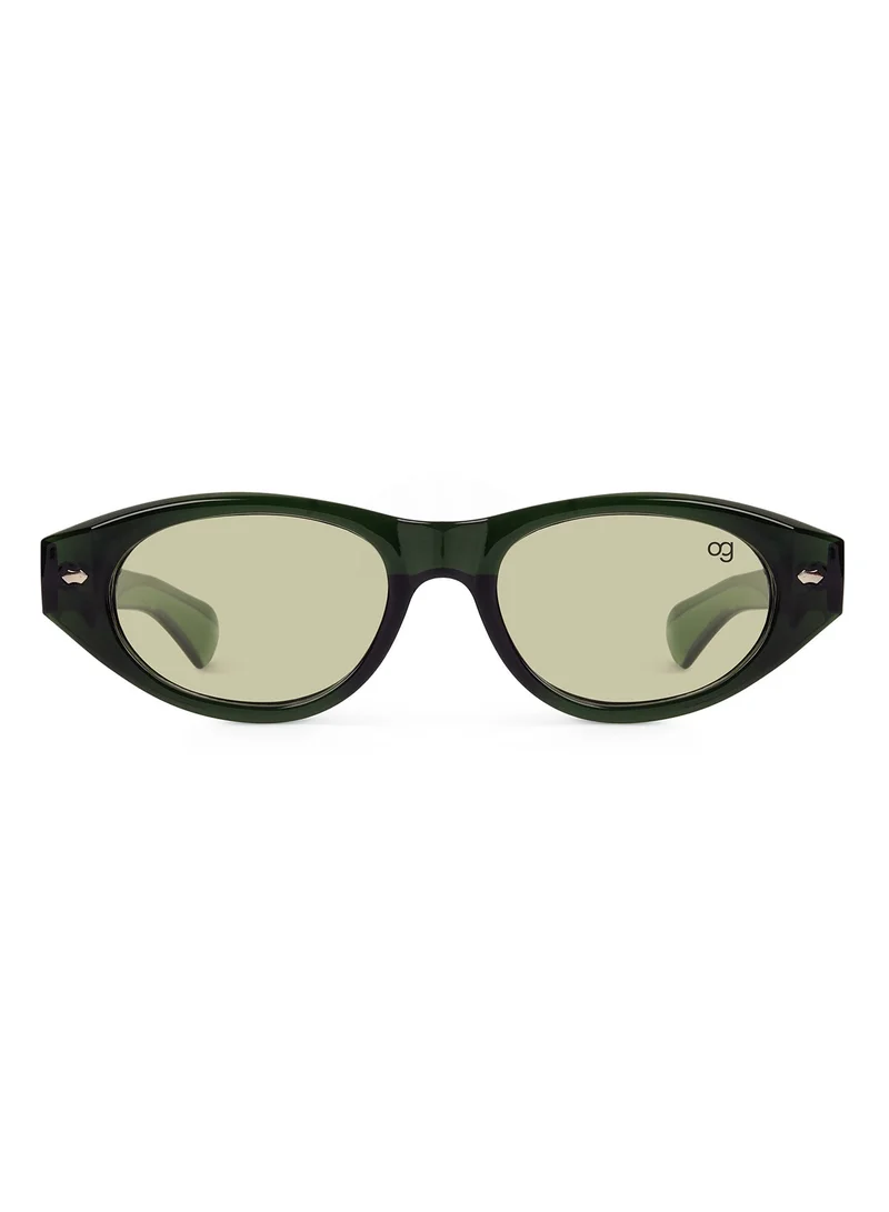 Woggles  Designer Green Oval Sunglasses| Men &Women| 100% Uv Protection  | Best Price UAE