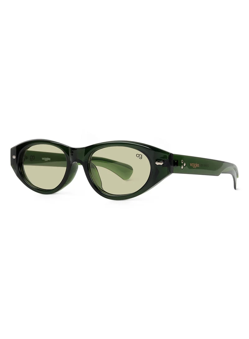 Woggles  Designer Green Oval Sunglasses| Men &Women| 100% Uv Protection  | Best Price UAE