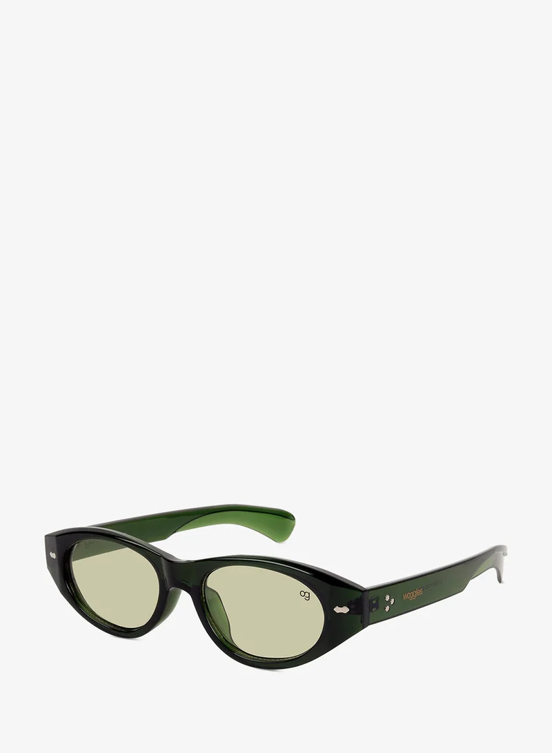 Woggles Designer Green Oval Sunglasses| Men &Women| 100% Uv Protection