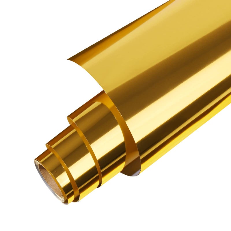 Gatichetta Heat Transfer Vinyl Roll Metallic Foil Gold Iron On Vinyl 12 X 6ft Chrome HTV Vinyl for Garments