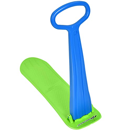 Goplus Ski Scooter Foldup Snowboard Snow Scooter WGrip Handle Sliding Snow Sled for Snow Dune Grass Portable Kick Scooter Sled for Kids Toddlers Teenagers Winter Toys BlueGreen - Image 1