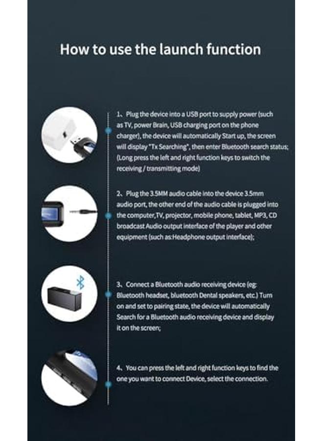 Excefore Usb Bluetooth 5.0 Transmitter Receiver Portable Wireless Bluetooth Adapter With 3.5Mm Jack Wireless Audio Dongle Plug And Play For Pc Sound Card Car Headphones Speakers - Image 4