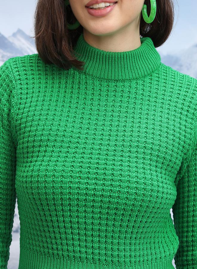 Tokyo Talkies Textured Turtle Neck Cropped Sweater - Image 5