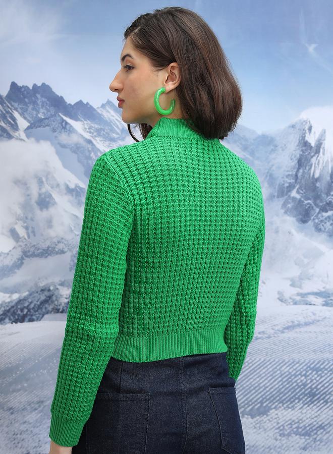 Tokyo Talkies Textured Turtle Neck Cropped Sweater - Image 3