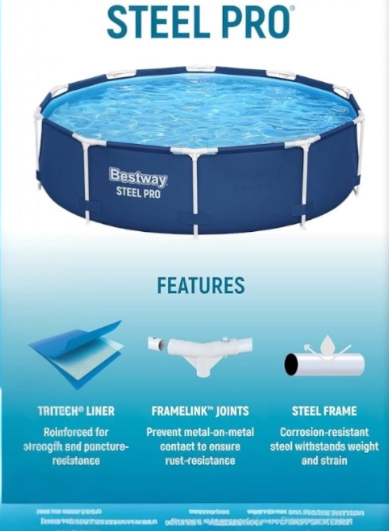 Bestway Steel Pro 10" x 30" (3.05m x 76cm) Round Pool with Pump - Easy to Set Up and Perfect for Summer Days - Image 3
