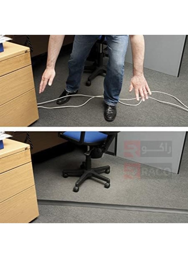 RACO Electrical PVC Floor Trunking 1-Meter Grey with Sticker, Half Round Cable Hiders, Decorative Cable Tidy Decorative Self-Adhesive Cable Cover-Grey  - Image 5