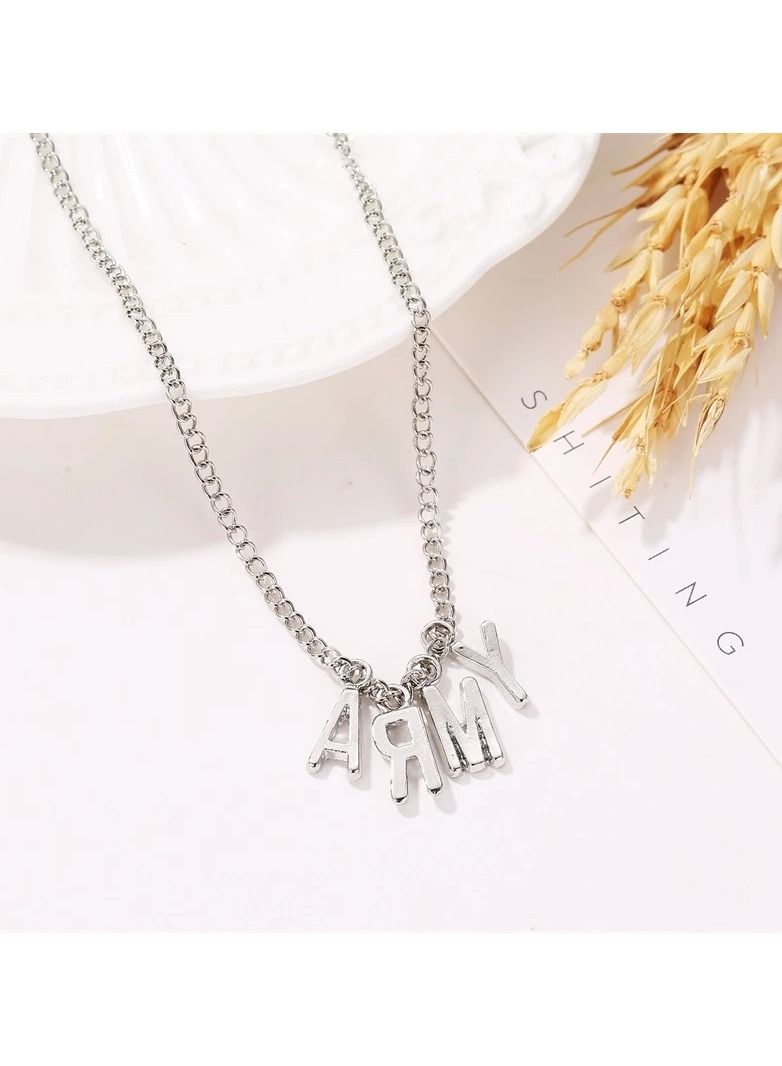 Korean Plate Fashion Simple Personality Male and Female Letters Army Clavicle Chain