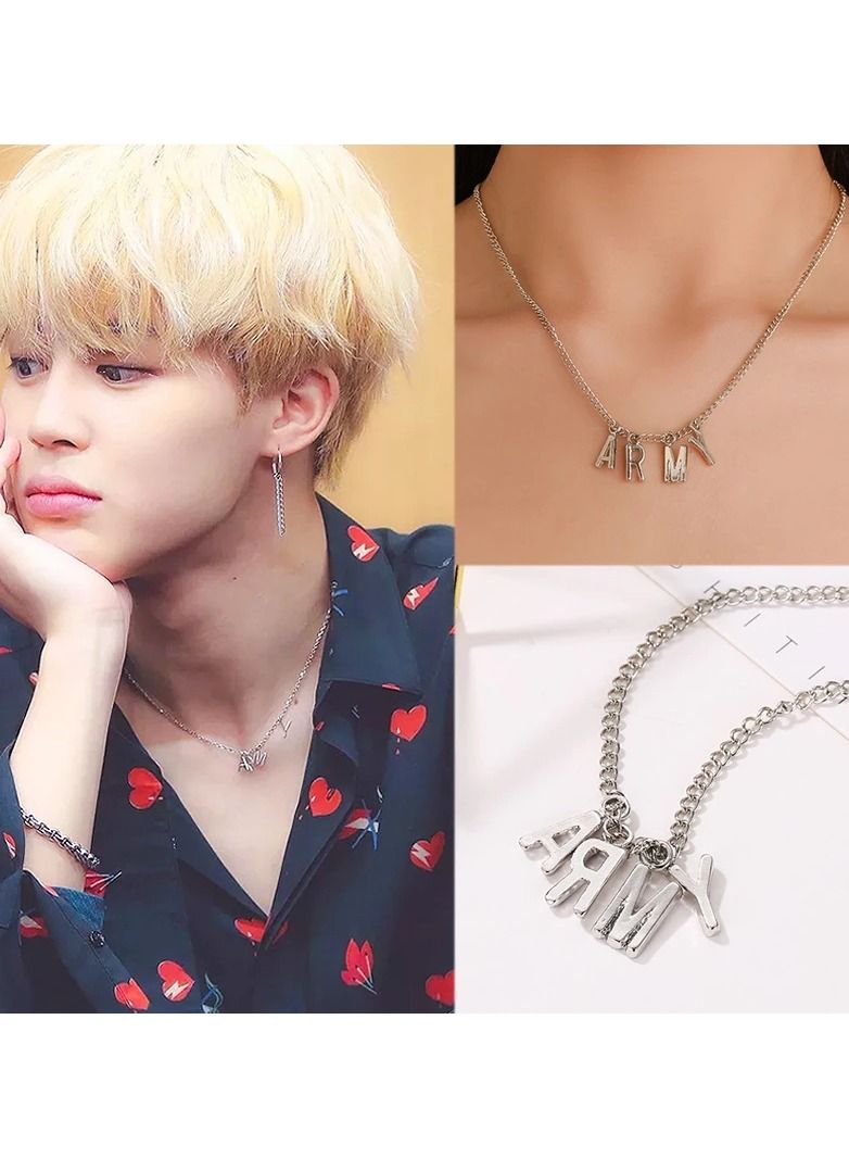 Korean Plate Fashion Simple Personality Male and Female Letters Army Clavicle Chain