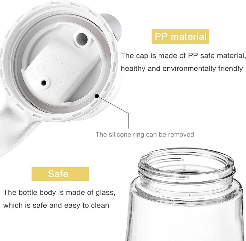 Wrixty Glass Olive Oil and Vinegar Dispenser with Auto Flip Caps for Kitchen Cooking No Drip Glass Snap Fastener Oil Pourer Bottle Shatterproof Leakproof White - Image 5