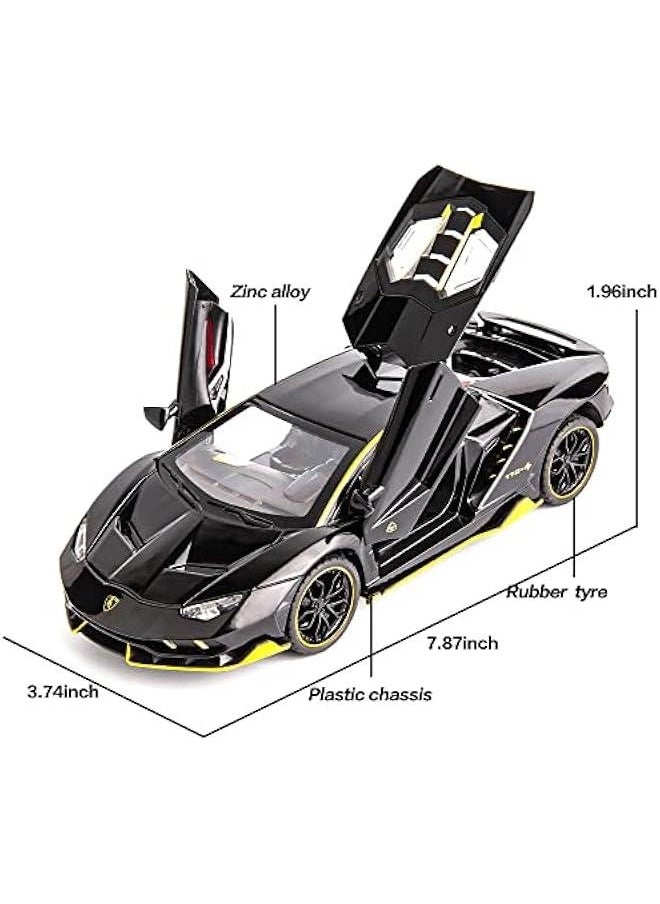 Generic - Model Car Compatible for 1/24 Scale LP770 Alloy Diecast Model Vehicles Pull Back Toy Car with Light and Sound for Kids Boys Gift(Black) - Image 1