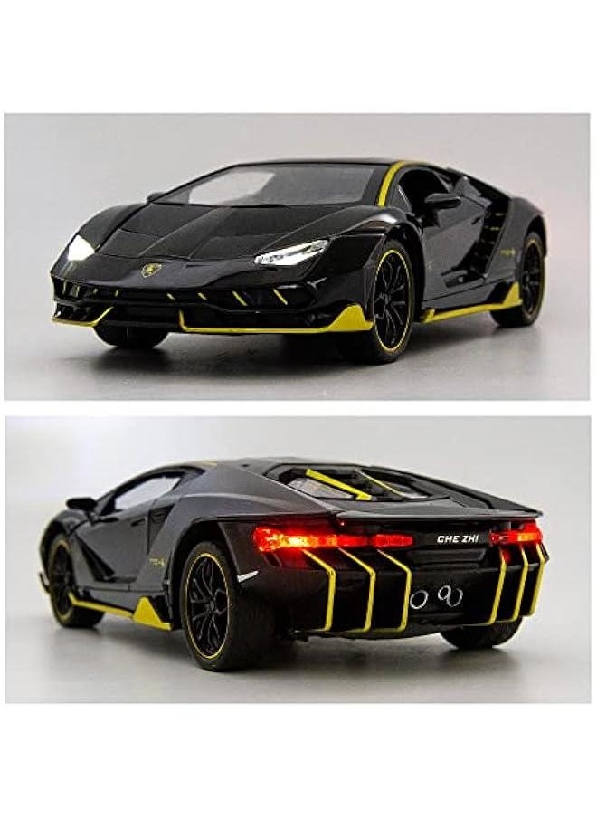 Generic - Model Car Compatible for 1/24 Scale LP770 Alloy Diecast Model Vehicles Pull Back Toy Car with Light and Sound for Kids Boys Gift(Black) - Image 1