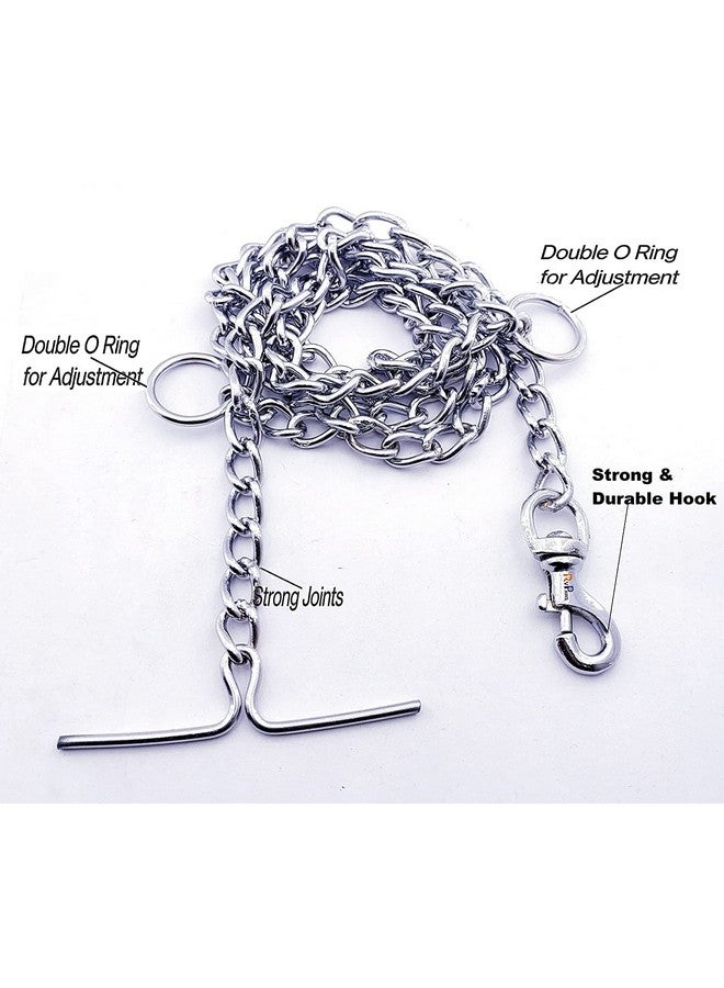 طوق نايلون للكلاب بقياس 1 بوصة مع سلسلة بطول 63 بوصة | حزام متين وسلسلة ثقيلة للكلاب والحيوانات الأليفة (أزرق) - Image 4