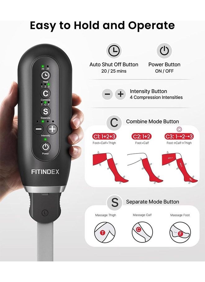 FITINDEX - FITINDEX Leg Massager for Circulation and Pain Relief, Compression Foot and Leg Calf Thigh Massage, Helpful for Muscles Relaxation and Reduce Swelling, Gifts for Women Men - Image 1