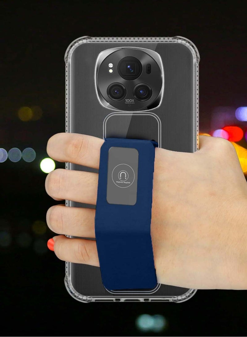 Wtech TPU Hand Grip Air Pillow Case Cover For Honor Magic6 Pro 5G 2024 Clear/Navy Blue  - Image 2