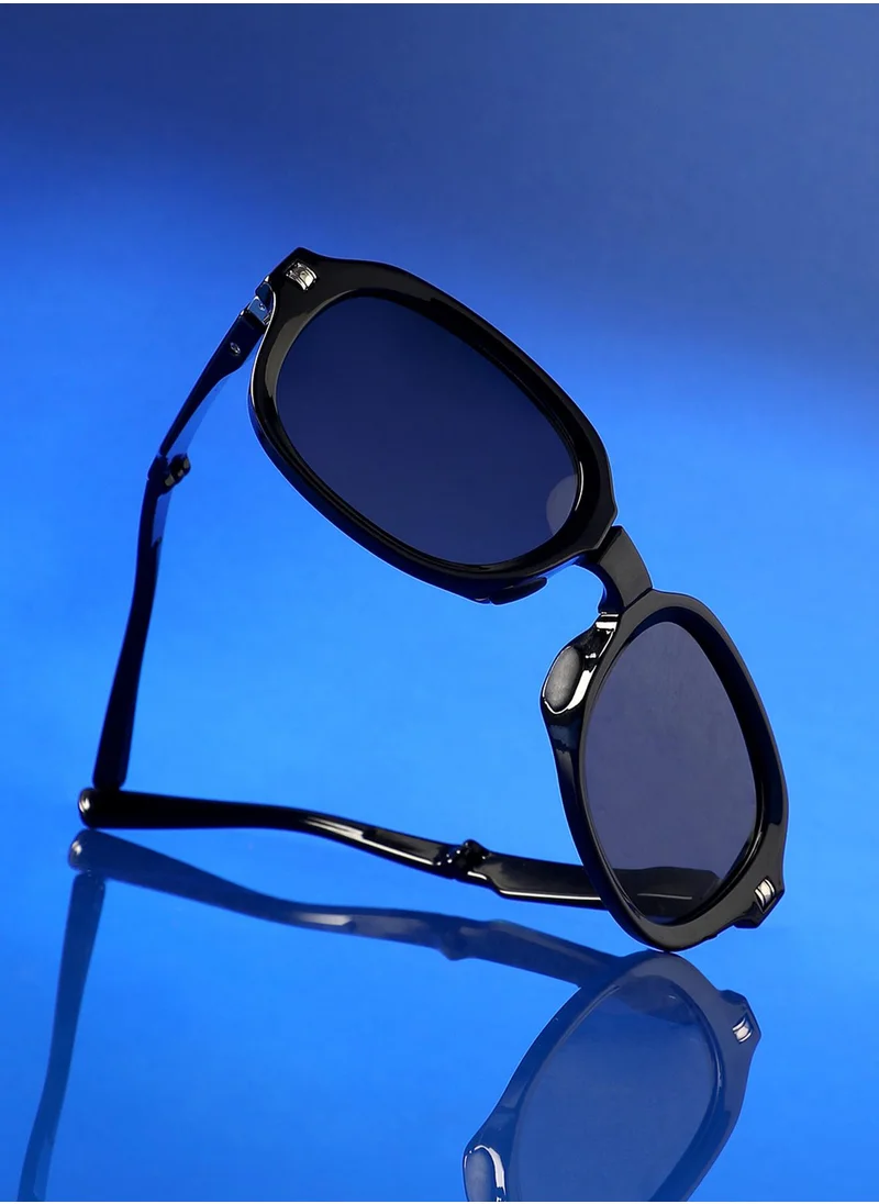 صوص هاوت Foldable Rectangular Sunglasses - Black