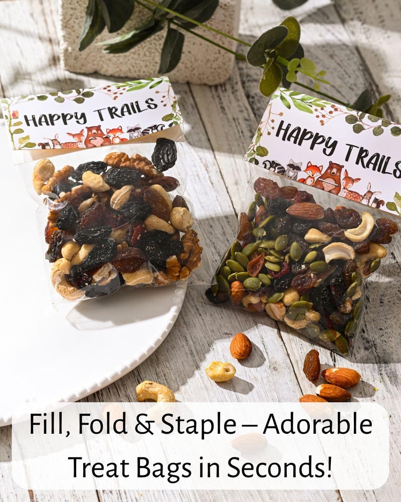 Puremigo 50 Pack Woodland Treat Bag Toppers with Clear Bags, Woodland Party Favors, Woodland Baby Shower Decorations, Animals Forest Classroom Decor - Image 3