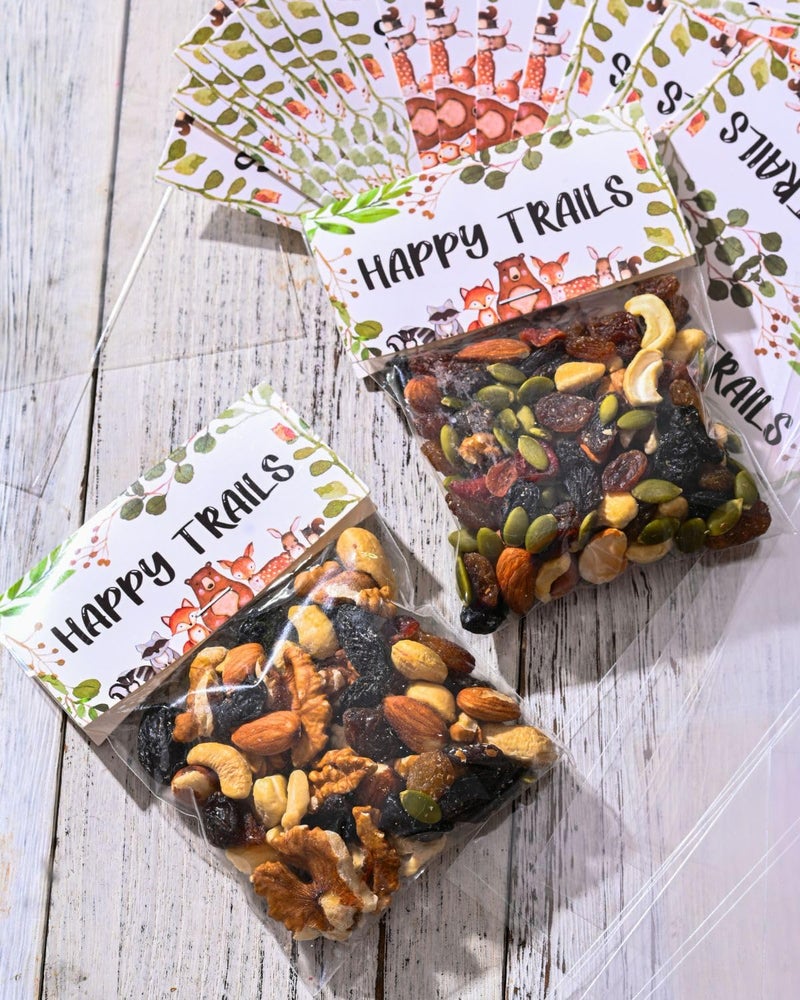 Puremigo 50 Pack Woodland Treat Bag Toppers with Clear Bags, Woodland Party Favors, Woodland Baby Shower Decorations, Animals Forest Classroom Decor - Image 1