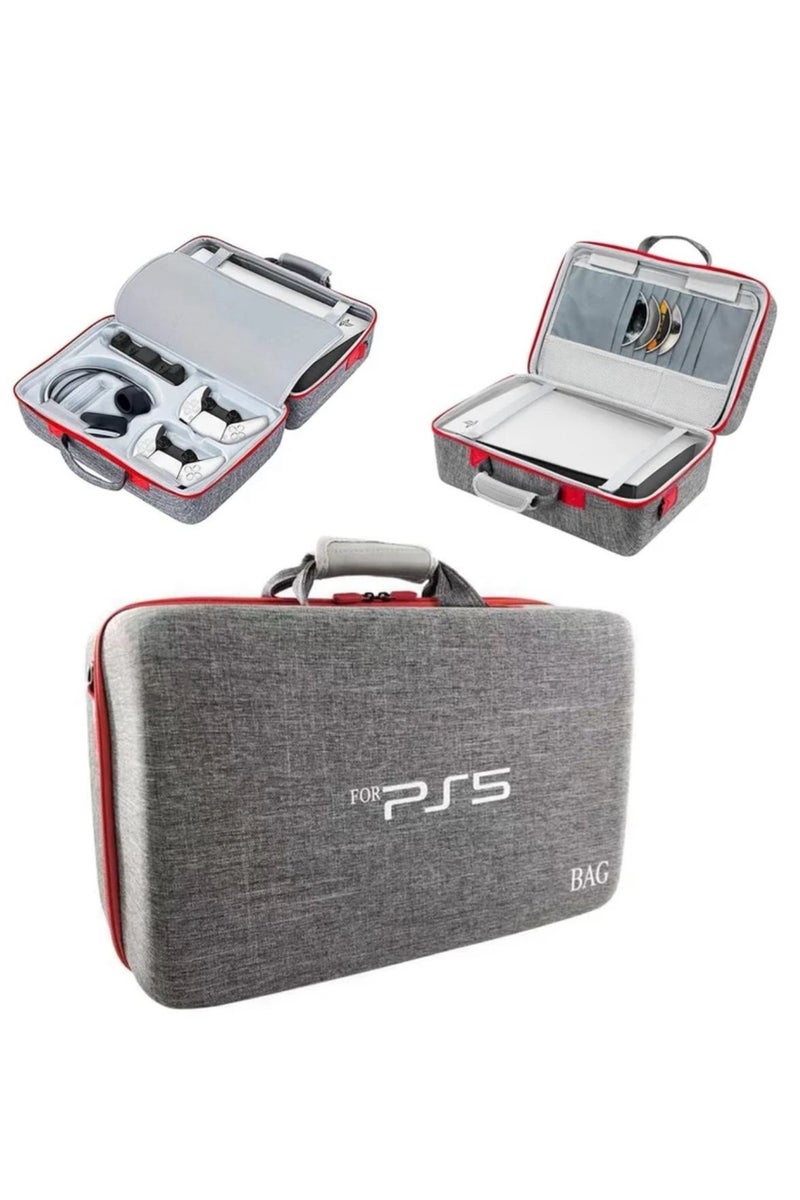 Storage Bag For PS5-Shockproof Hard Shell Bag- Luxury Waterproof Shoulder Bag For Playstation 5,Console & Accessories Storage Organizer (gray) - Image 2