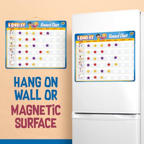 Learn & Climb Kids Responsibility Chart Board with Magnets, 63 Chores, Potty Train Tasks, Multiple Children (Pocket) - Image 4