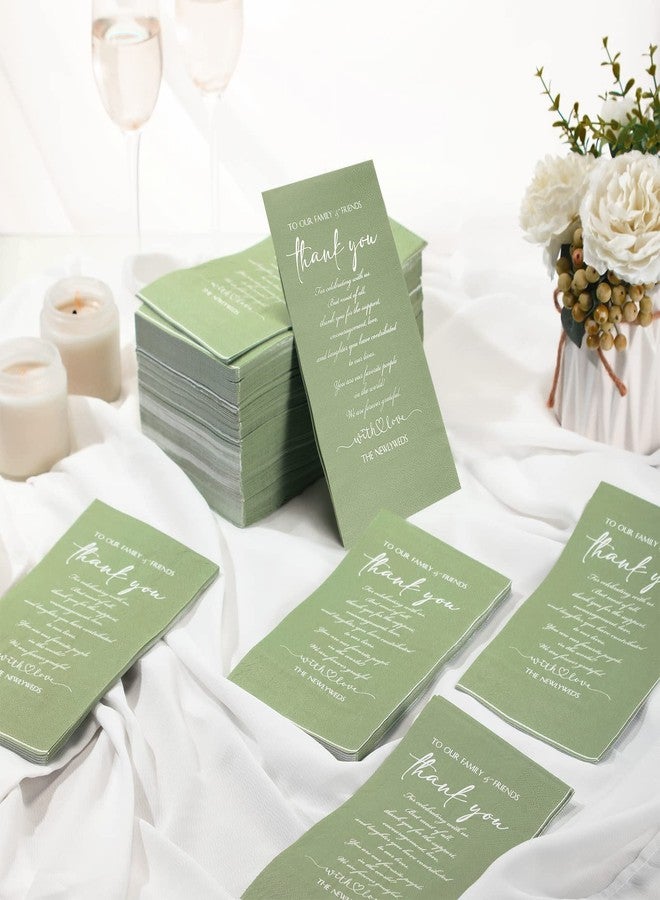 Fumete 100 Plain Thank You Wedding Napkins - 3 Ply Facial Tissues Napkins Pack for Newlyweds to Family & Friends - Sage Green - Image 3