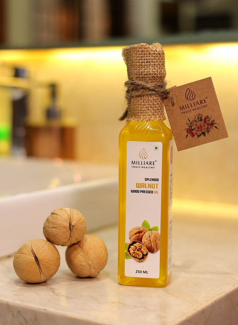 Milliare Natural Organic Walnut Oil 100% Wood Pressed - 100% Pure & Non-Preservative | Best for Body, Skin & Hair | Natural Walnut Essential Oil | 250 ml - Image 1