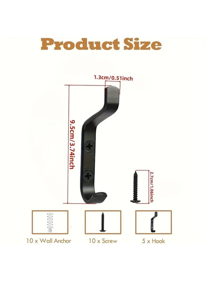 5pcs Wall Mounted Hooks Soundproof Panel Hangers For Bathroom Bedroom Living Room Office - Image 3