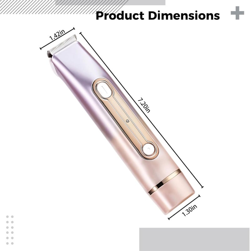 2 in 1 Bikini Trimmer for Women, Dual Head Electric Bikini Razor for Face and Body, Wet and Dry Rechargeable Hair Remover, Washable Pink Shaver, 1.4 x 1.3 x 7.2 in - Image 3
