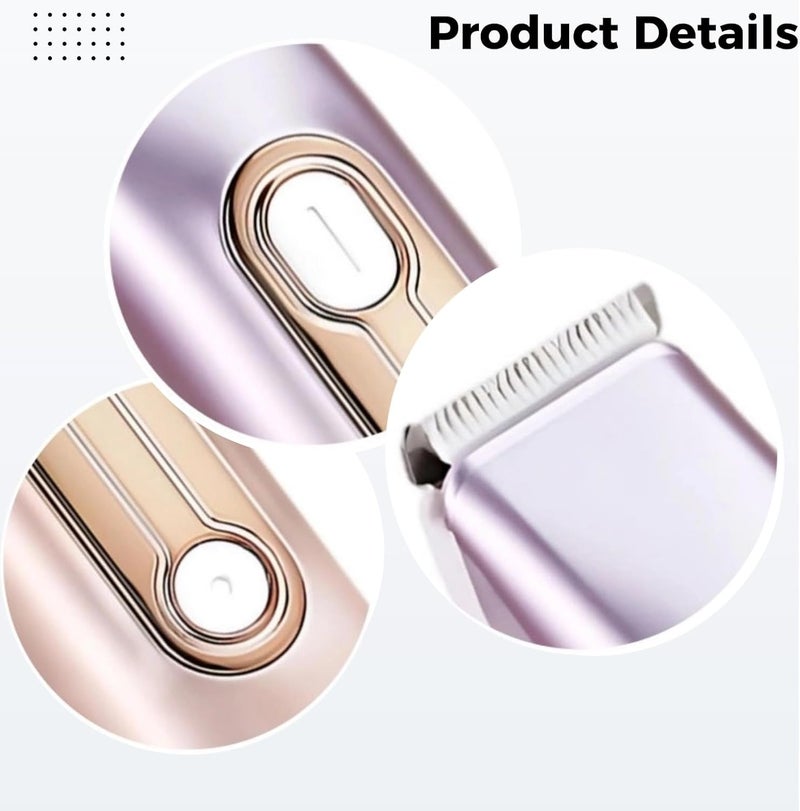 2 in 1 Bikini Trimmer for Women, Dual Head Electric Bikini Razor for Face and Body, Wet and Dry Rechargeable Hair Remover, Washable Pink Shaver, 1.4 x 1.3 x 7.2 in - Image 2