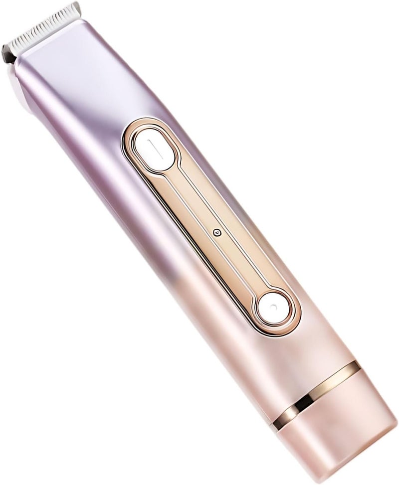 2 in 1 Bikini Trimmer for Women, Dual Head Electric Bikini Razor for Face and Body, Wet and Dry Rechargeable Hair Remover, Washable Pink Shaver, 1.4 x 1.3 x 7.2 in - Image 1