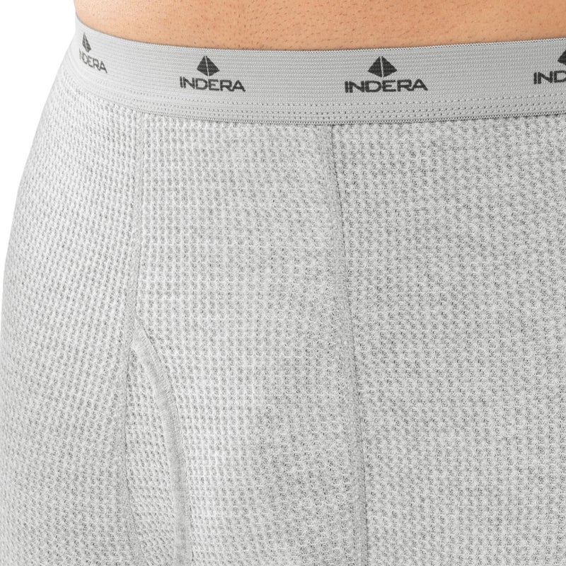 Indera Men's Traditional Waffle Thermal Long Johns Underwear, 2-Pack Heather Grey, Large - Image 3