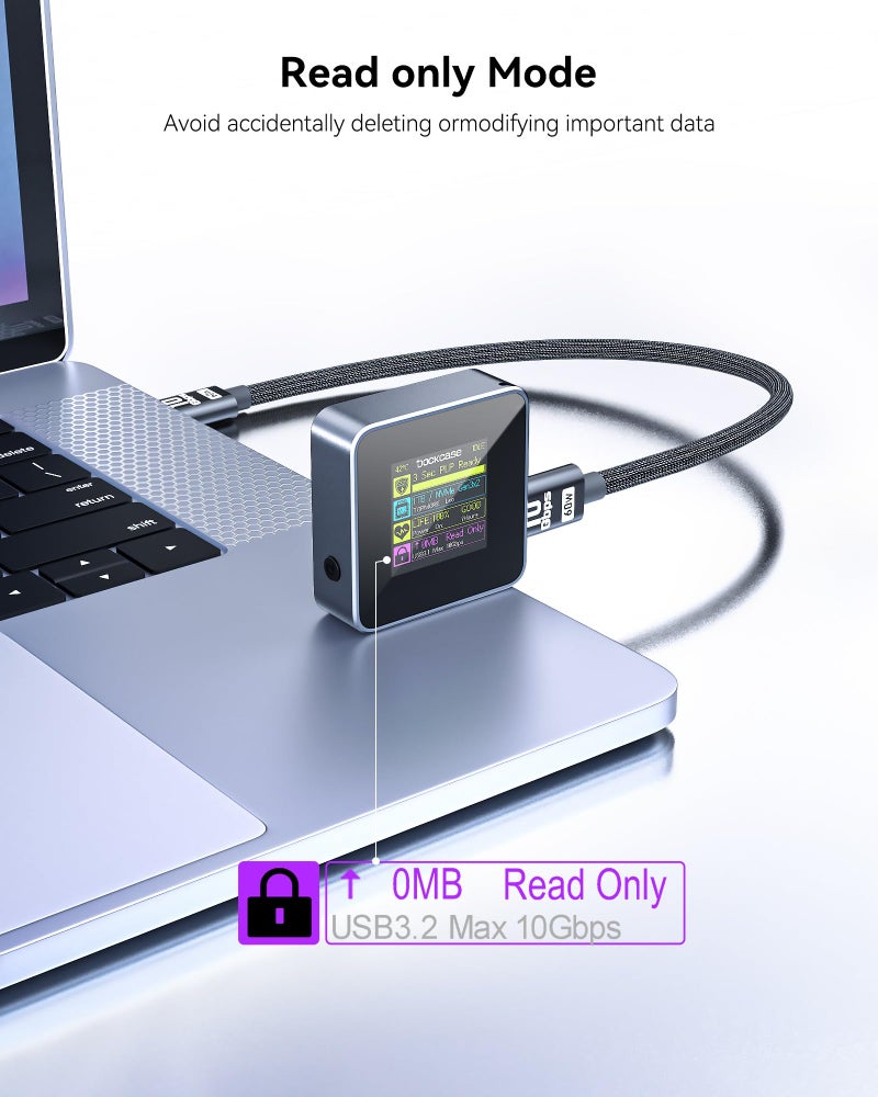 DockCase Pocket M.2 2230 NVMe SSD Enclosure,Support 3s PLP Prevents Write Data Loss,USB 3.2 Gen 2 Type-C (10 Gbps), fits NVMe PCIe, Exclusive to Size 2230,Support M-Key B+M Key UASP (Grey) - Image 5